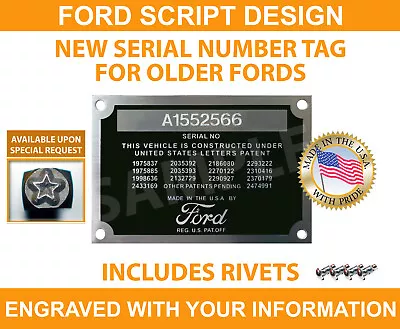$28.95 • Buy Serial Number Id Tag Data Plate Vintage Script Design Custom Engraved Usa