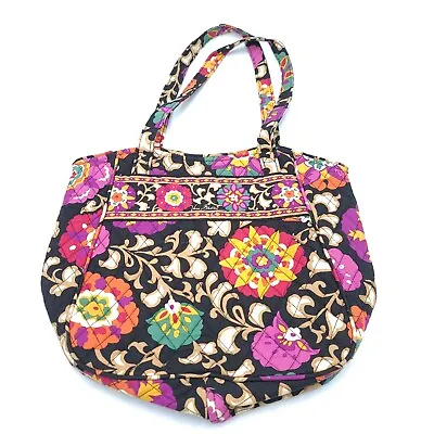 Vera Bradley Suzani Women's Black/Pink Floral Double Handle Quilted Purse Bag • $30.72