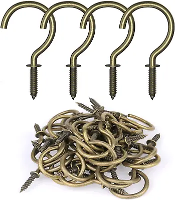 50 Pcs Screw Hooks 1-1/4 Inch Bronze Cup Hooks Screw In Mug Hooks Metal Heavy D • $11.83