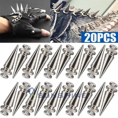 $10.99 • Buy 20pcs 26mm Silver Spots Cone Studs Leathercraft Rivet Bullet Spikes W/Screw Back