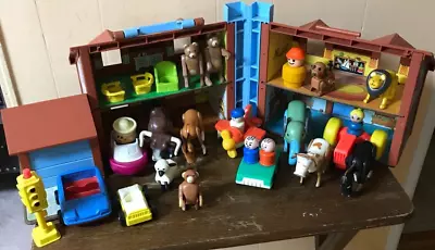 1969 Fisher Price #952 Little People Family House + Vtg. Figures Cars Animals • $39.99