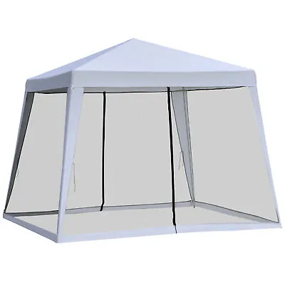 Outsunny 3x3m Outdoor Gazebo Canopy Tent Event Shelter W/ Mesh Screen Side Grey • £46.99