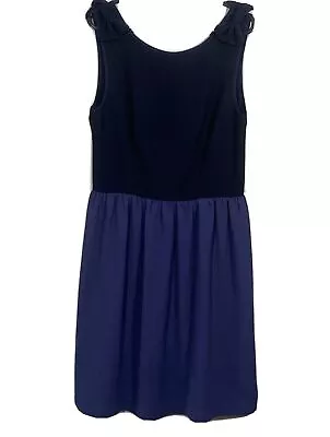 Jaeger Boutique Skater Dress Vintage Navy And Blue Bows Wedding Event Size UK 14 • £5.99