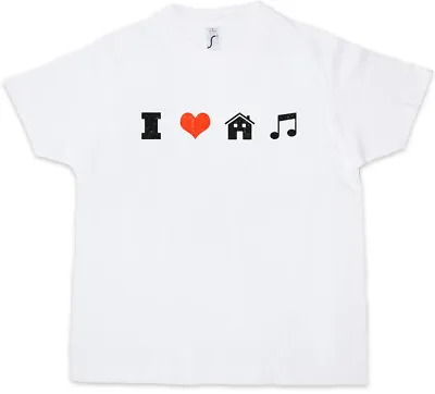I LOVE HOUSE MUSIC Kids Boys T-Shirt Electro Dance Techno Disco Chillout Club • £16.99