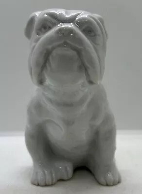 Vintage English Bulldog White Ceramic Dog Figure Figurine Statue Japan • $14.99