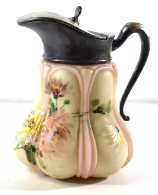 Antique Mt. WASHINGTON Very Unusual SMALL Syrup PITCHER Hand Painted METAL TOP!! • $67