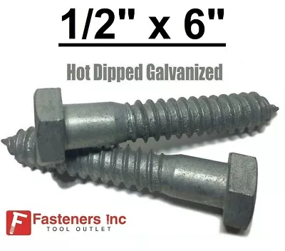 (Choose Qty) 1/2  X 6  Hot Dipped Galvanized Hex Head Lag Bolt Screw HDG • $27.10