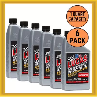 Lucas 10700 SAE 20W-50 1 Quart Capacity High Performance Motorcycle Oil (6 Pack) • $49.99