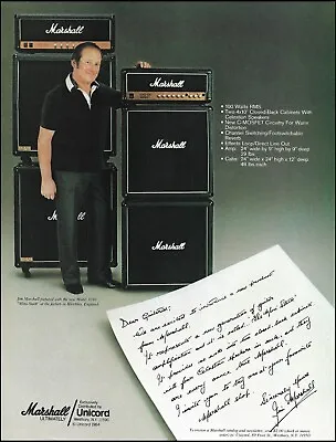 Mr. Jim Marshall 3201 Mini-Stack Combo Guitar Amps Ad 1984 Advertisement Print • $4