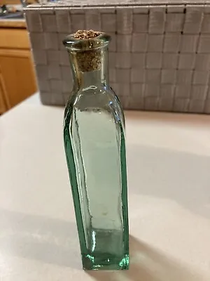 Vintage Coke Bottle Green Apothecary Glass Bottle 7” Tall With Cork • $15