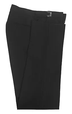 Men's Black Tuxedo Dress Pants 100% Wool Flat Front Adjustable Waist • $19.99