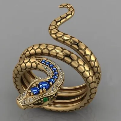 Vintage Silver Gold Personality Snake Open Rings For Women&Men Punk PartyJewelry • $1.77
