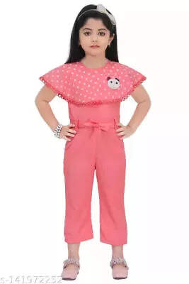 Kids/Girls PinkCotton Blend Jumpsuits Pack Of 1 Romper  Partywear Pants Trousers • $32.78