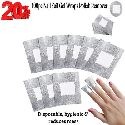 100 Nail Foil Gel Wraps Polish Remover Art Soak Off Acrylic Removal No Acetone • $4.07