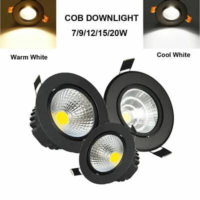 LED Recessed Ceiling Light Lamp COB Spotlight Downlight 7W 9W 12W 15W 20W Black • $159.99