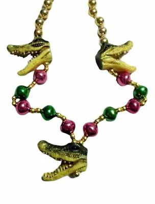 3 Alligator Heads Mardi Gras Beads Party Favor Necklace • $6.99