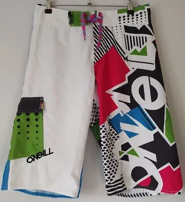 £14.95 • Buy O'Neill Board Shorts Mens W30 Multi Colour Spell Out Print Logo Vintage Y2K