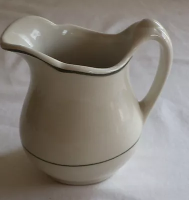 Vitrified China Made In USA Small Collectible Pitcher Green Rim 2.5  D. 5  T. • $22.94