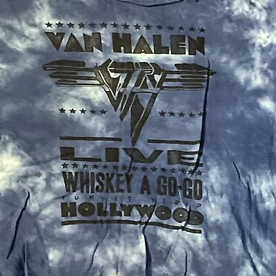 Van Halen XL Blue Tie Dye Destructive Tee T Shirt Rock Band Concert Music Women • £15.20