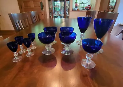 $139.99 • Buy Vintage Morgantown Ritz Golf Ball Cobalt Blue Glasses ~ 11 Various Glasses
