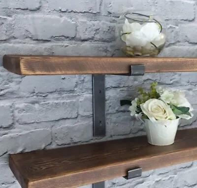 Rustic Industrial Wooden Scaffold Board Shelves +2 Brackets • £66.99