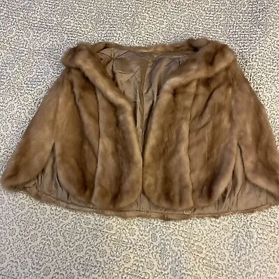 Spear & Picardi Mink Fur Stole Shrug Women’s Large Vintage Brown Lined Pockets • $89.99