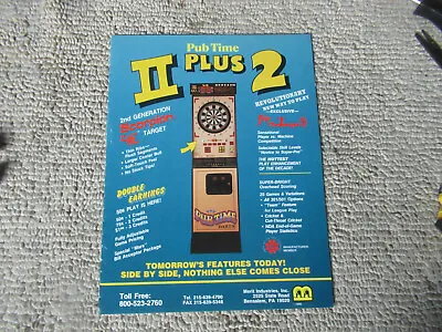  11- 8.5''  PUB TIME II PLUS 2 MERIT DART BOARD   Arcade  Game  AD FLYER     • $5.49