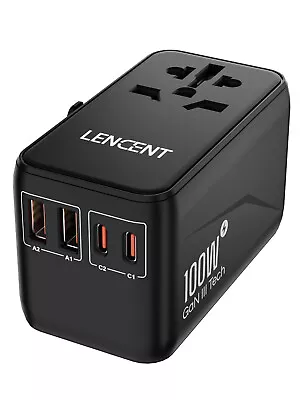 $73.99 • Buy LENCENT Universal Travel Adapter EU UK US AU W/ USB C PD 100W Super Fast Charger