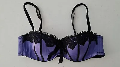 La Senza Georgia Purple And Black Silk Balcony Bra 34B • £10