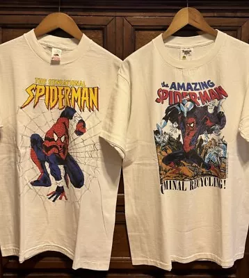 Vintage Spiderman Shirt Bundle Size Large Comic Images Marvel 90s • $499