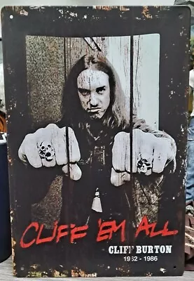 Metallica Cliff Burton A4 Vintage Effect TIN SIGN Bass Guitar Cliff Em All Orion • £5