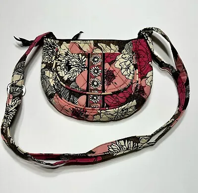 Vera Bradley RETIRED Mocha Rouge Pink Crossbody - Handbag - Floral Mini Bag • $19