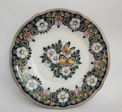 Antique MAKKUM PLATE  Tichelaar Delft Holland Butterflys And Flowers • $120