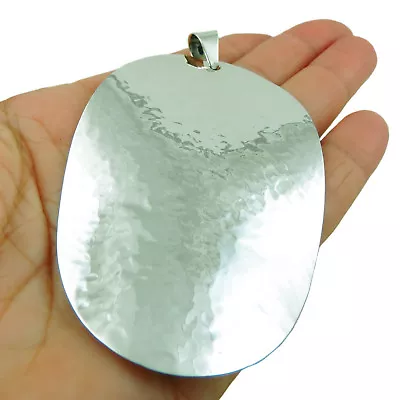 Large Solid 925 Sterling Silver Curved Drop Pendant In A Gift Box • £49.99