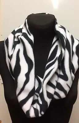 Handmade Polar Fleece Zebra Print Scarf Cowl Infinity Snood Neck Warmer • £9.99