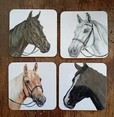 Set Of 4 Horse Equestrian Drinks Coasters Waggydogz Christine Varley  • £3