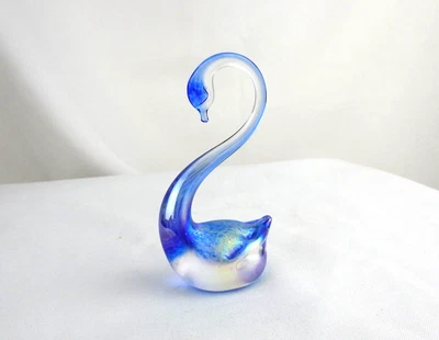 £15.99 • Buy Vintage Heron Glass Blue Iridescent Swan Hand Blown British Blue 1990s