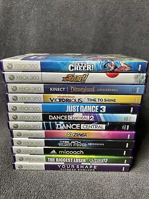 Lot Of 12 Xbox 360 Kinect Games CIB Dance Central Let’s Cheer Adventures  • $39.99