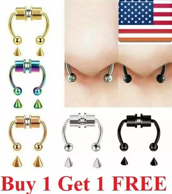 2xMagnetic Non-Piercing  Nose Rings Fake Septum Segment Helix Club Clickers Punk • $5.99