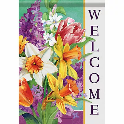 Lilac Tulip Daffodil Flower House Flag 40x28 • $23