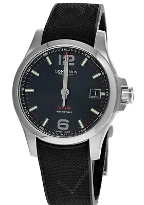 LONGINES Conquest V.H.P. 41MM Black Dial Rubber Men's Watch L3.716.4.56.9 • $682.50