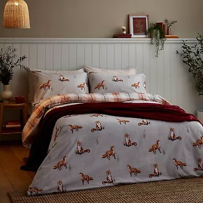 £25.99 • Buy Catherine Lansfield Brushed Fox Reversible Duvet Cover Bedding Set Natural