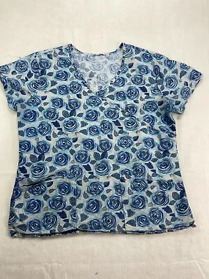 Ecko Unltd.Blue White Short Sleeve Medical Scrub Top Women's Size S  • $4.62