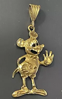Sale Vintage Solid 14k Yellow Gold Mickey Mouse Pendant 2  7.4 Grams Custom Made • $454.35