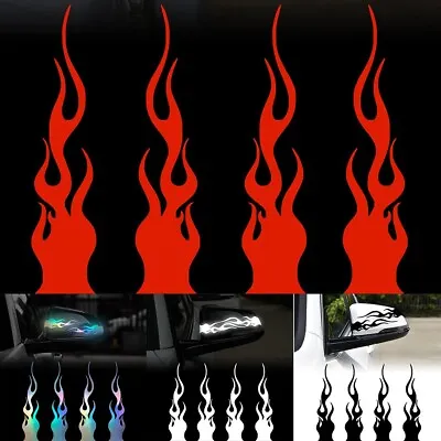 4 Pcs 5.9'' Flame Reflective Sticker For Car Racing  Laptop Skateboard Decal New • $6.35