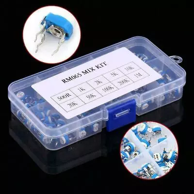 100pcs  Potentiometer Trimpot Variable Resistor Assortment Box Kit 10 Value • $6.56