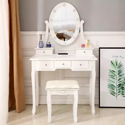 FCH With Light Bulb Single Mirror 5 Drawer Dressing Table White（=60709581） • $174.15
