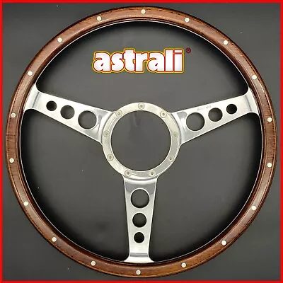 15  Inch Classic Steering Wheel Wood Rim Astrali Semi Dished Fits Moto Lita Boss • $124.27