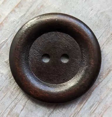 1 Big Wood Button Large 50mm 2 Inch Craft Supply Wooden Dark Brown Vintage Look • $5.43