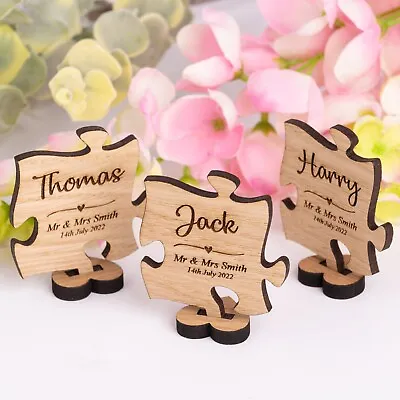 £0.99 • Buy Personalised Jigsaw Puzzle Shaped Wooden Wedding Table Place Name Card Settings